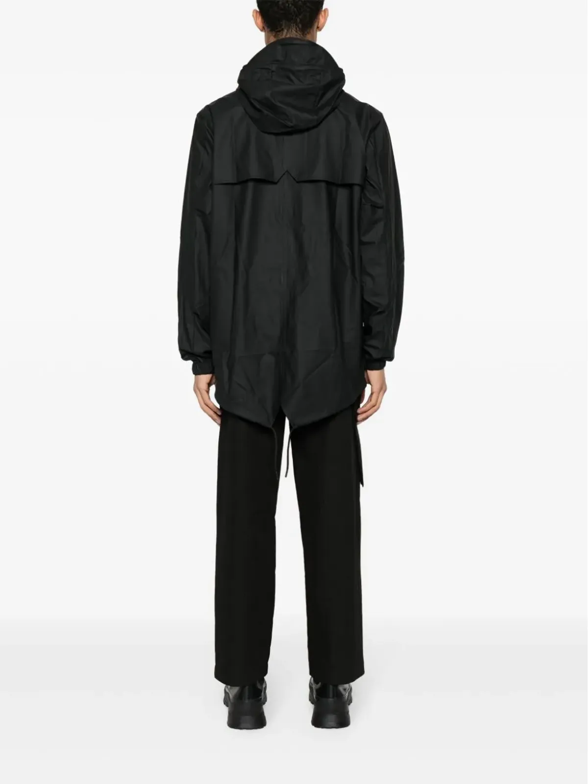 Rains Fishtail drawstring-hood coated parka - Black - 画像5