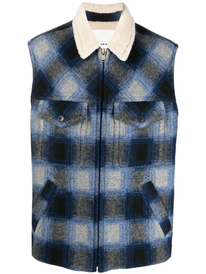 MARANT MARANT Kiran チェック柄ジレ - Blueの商品画像