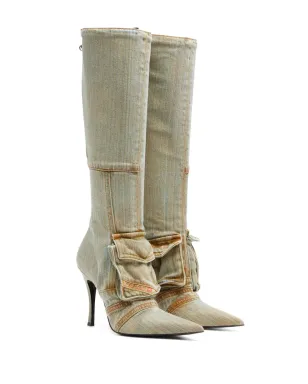 Diesel D-Venus Pocket デニム ニーハイブーツ - Neutrals - サムネイル2