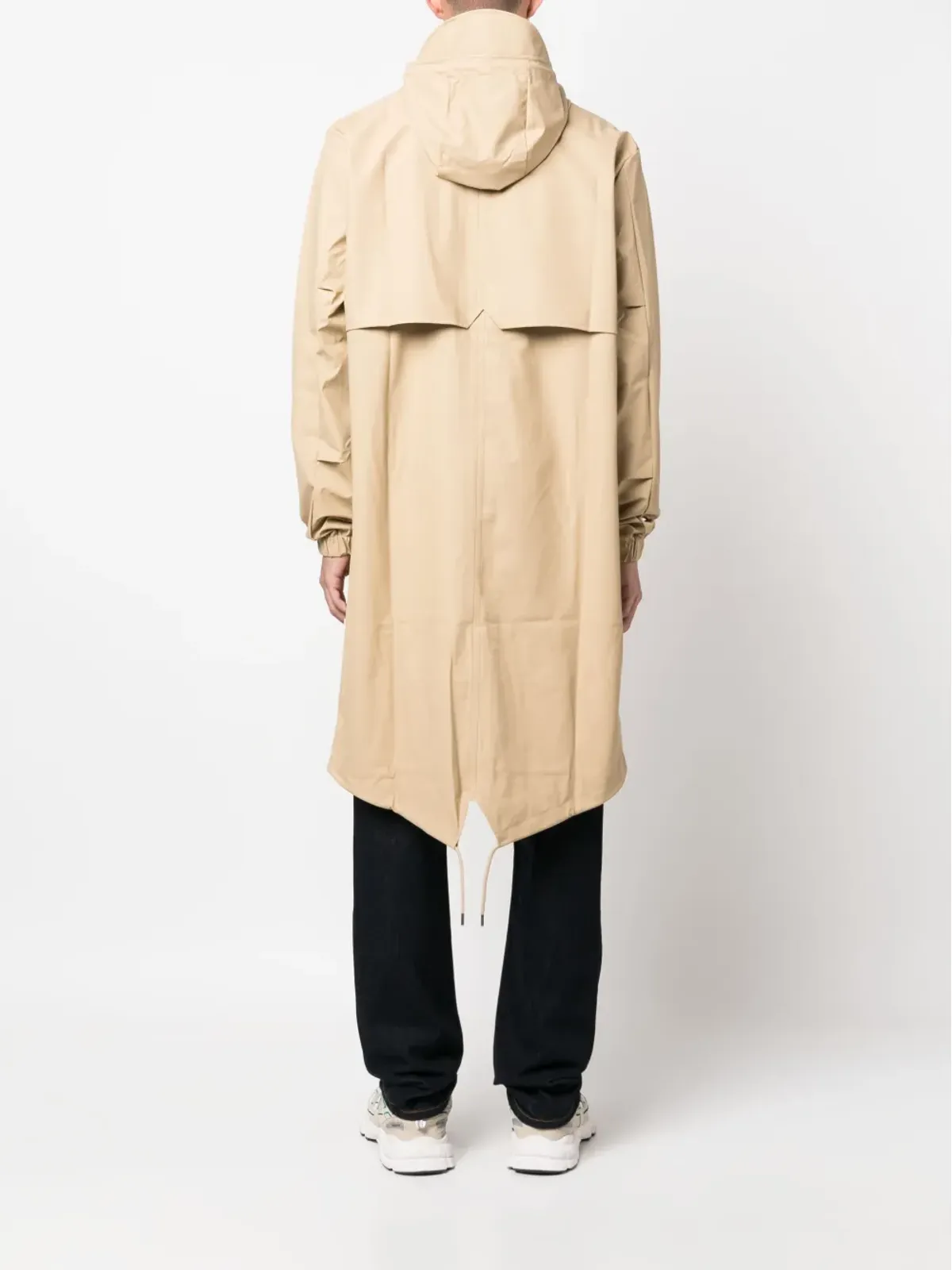 Rains フィッシュテール ドローストリングフード コーティングパーカ - 画像4