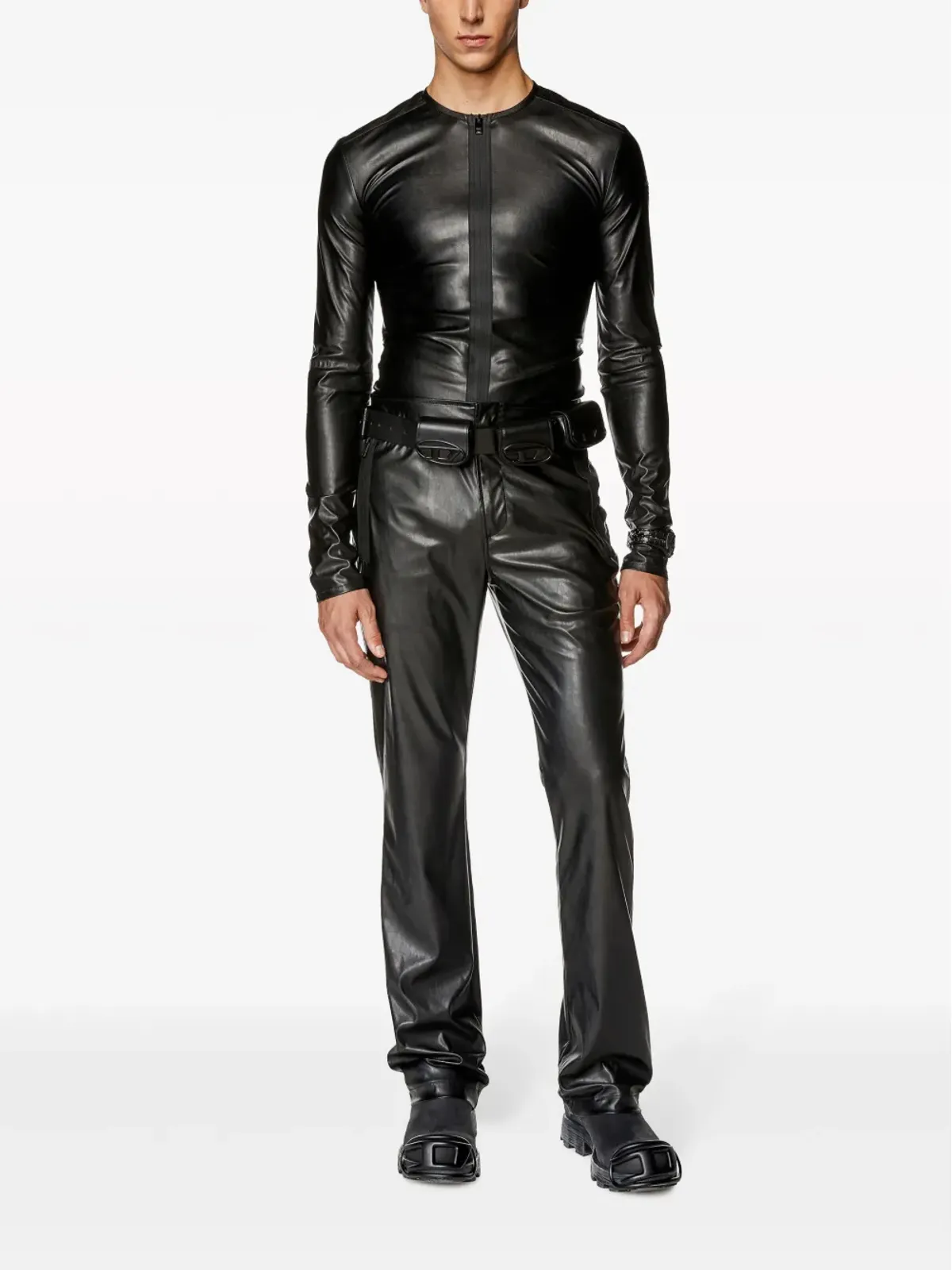 Diesel S-Nes フェイクレザー ジップアップトップ - 画像2