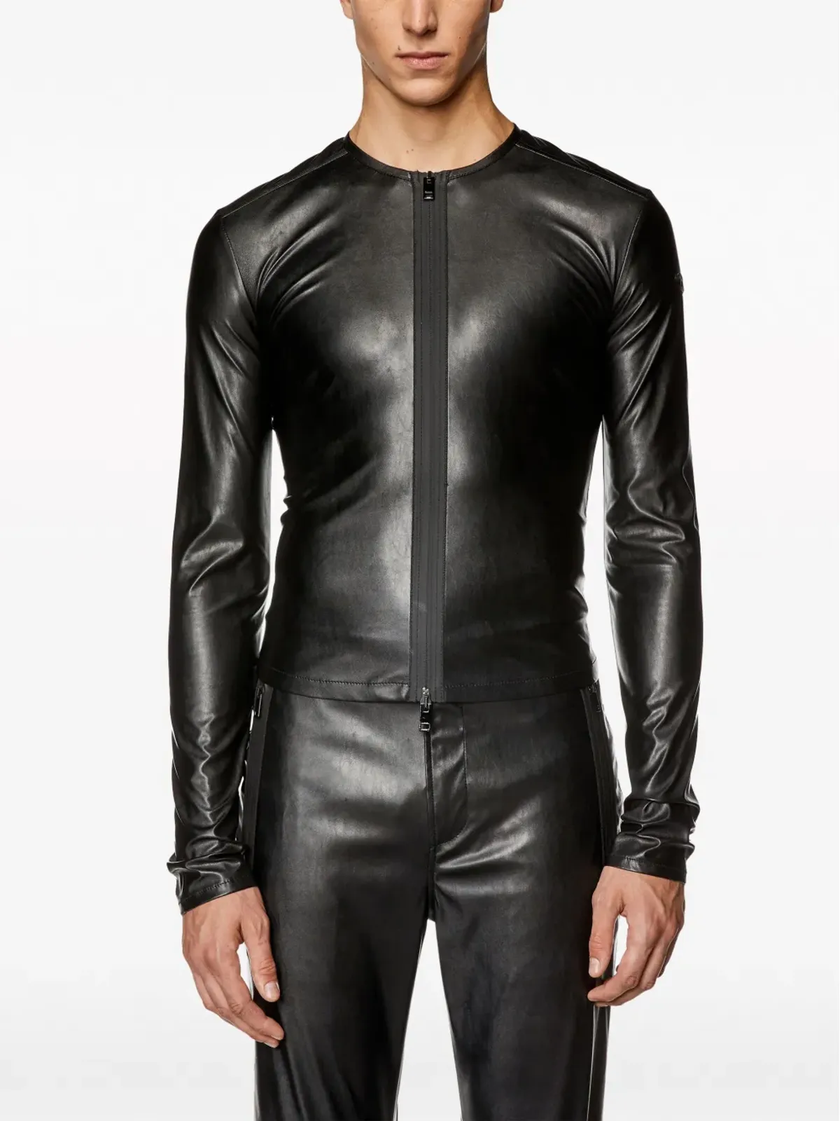 Diesel S-Nes フェイクレザー ジップアップトップ - 画像4