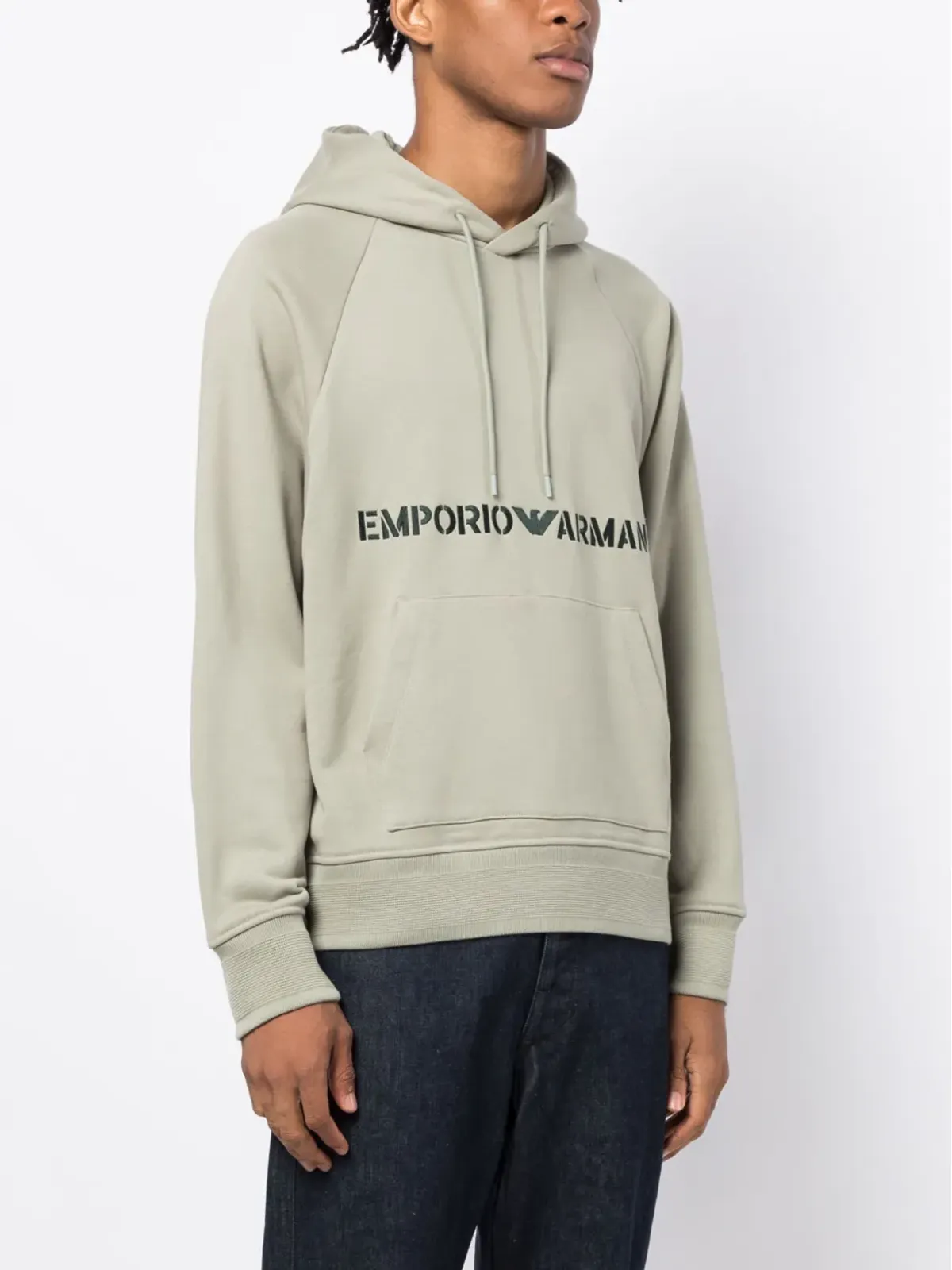 Emporio Armani ロゴ刺繍コットンパーカー - グリーン - 画像3