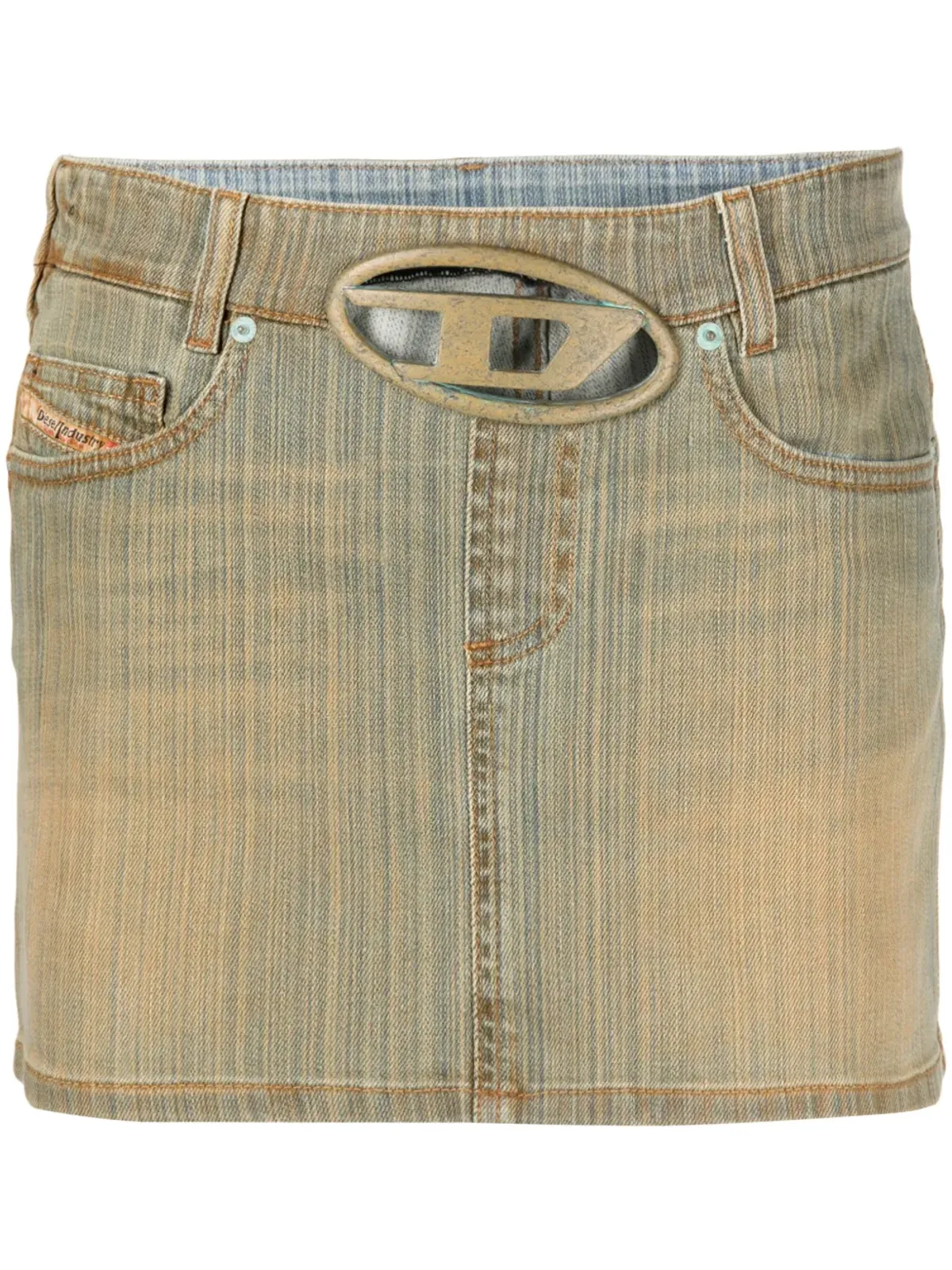 Diesel オーバルDバックルデニムスカート - ブルー - 画像1