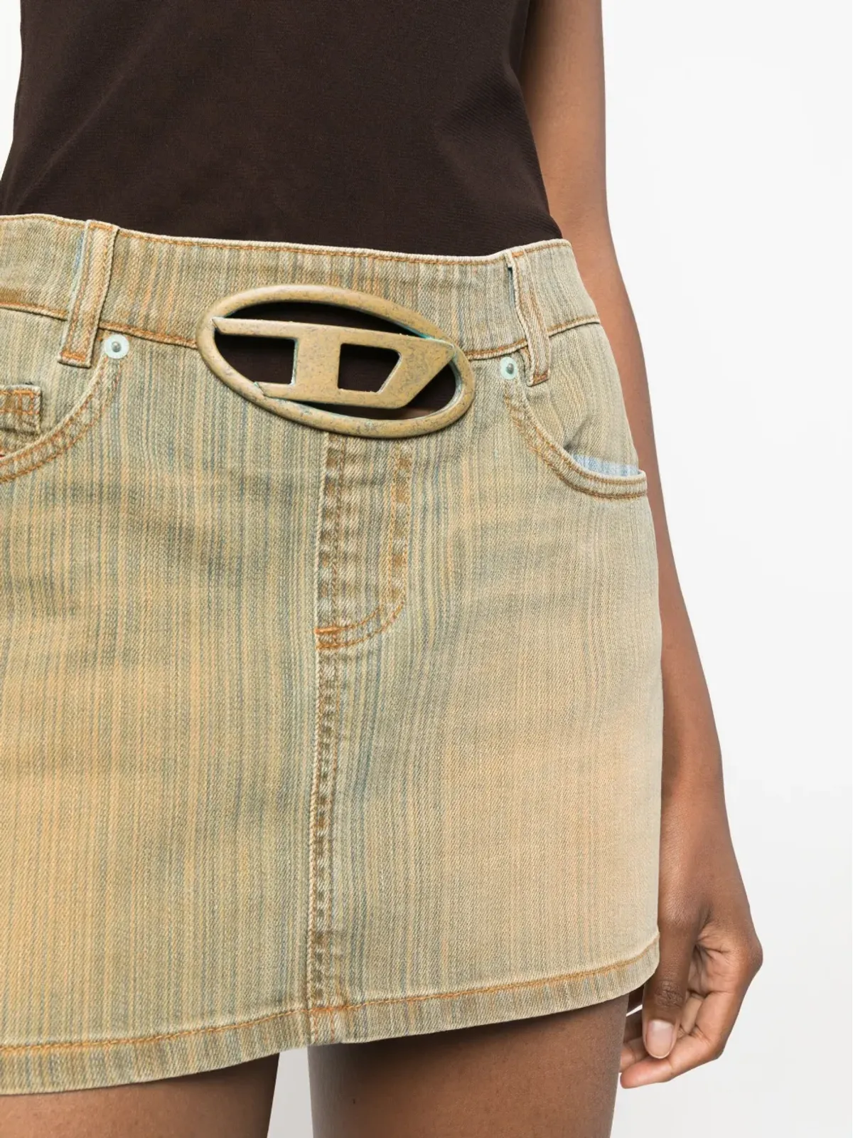 Diesel オーバルDバックルデニムスカート - ブルー - 画像5
