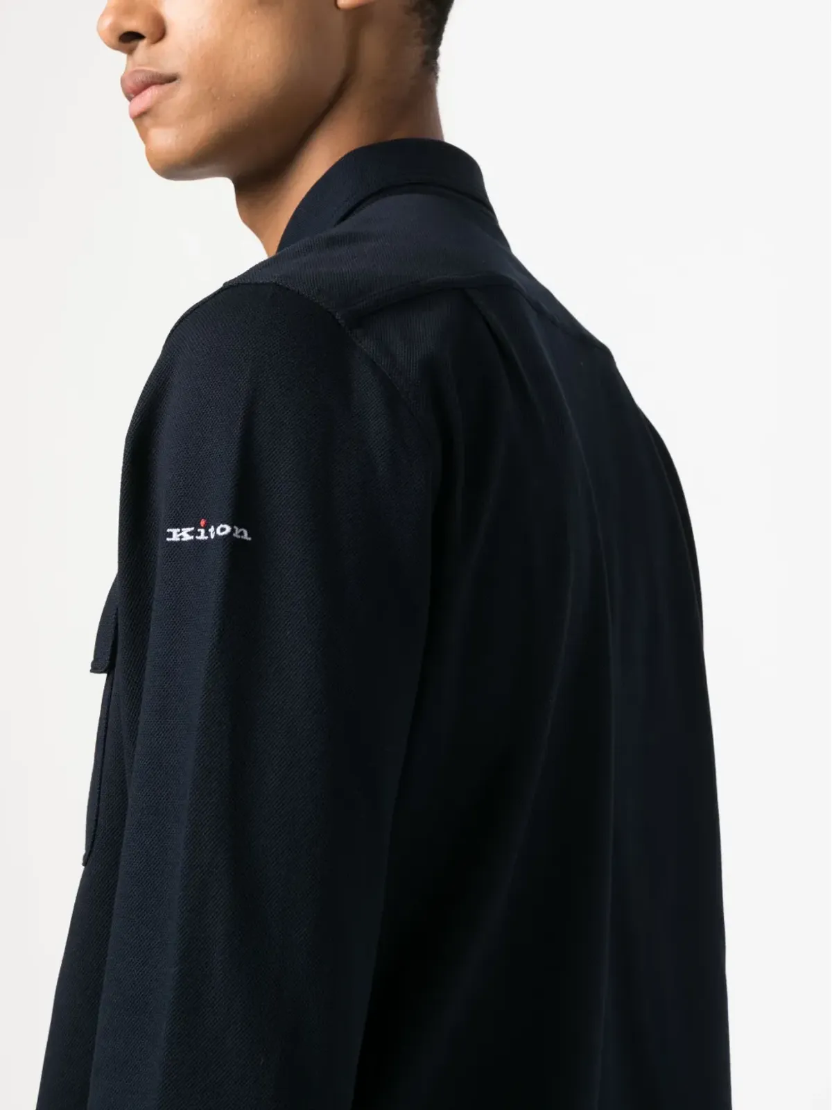 Kiton ロゴ刺繍ストレッチコットンシャツ - ブルー - 画像5