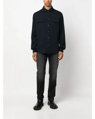 Kiton ロゴ刺繍ストレッチコットンシャツ - ブルー - サムネイル2
