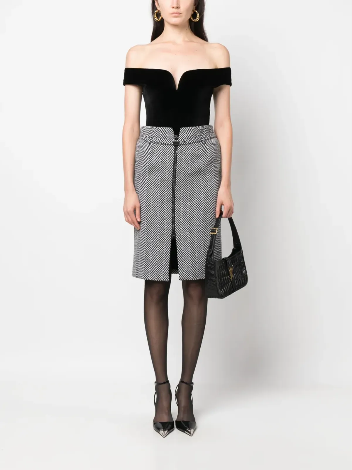 TOM FORD チェブロン柄ミディ丈ペンシルスカート - 画像2