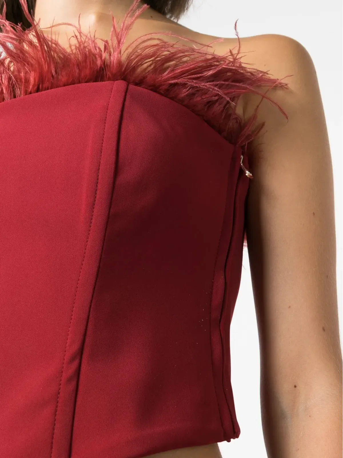 Patrizia Pepe 羽毛ディテール付きストラップレストップス - レッド - 画像5