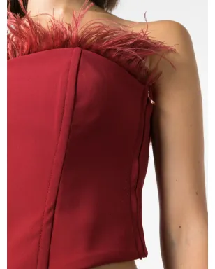 Patrizia Pepe 羽毛ディテール付きストラップレストップス - レッド - サムネイル5