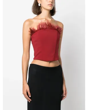 Patrizia Pepe 羽毛ディテール付きストラップレストップス - レッド - サムネイル3
