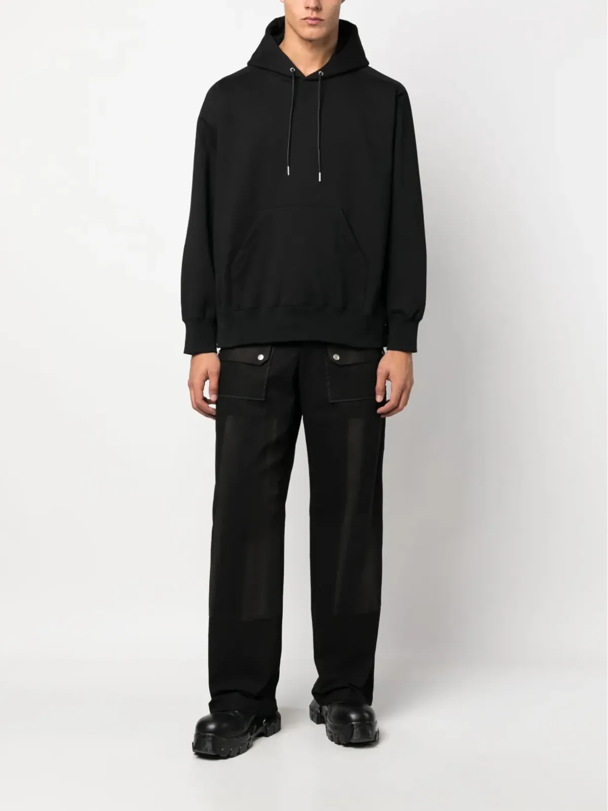 sacai コットン ドローストリング フード付きパーカー - 画像2
