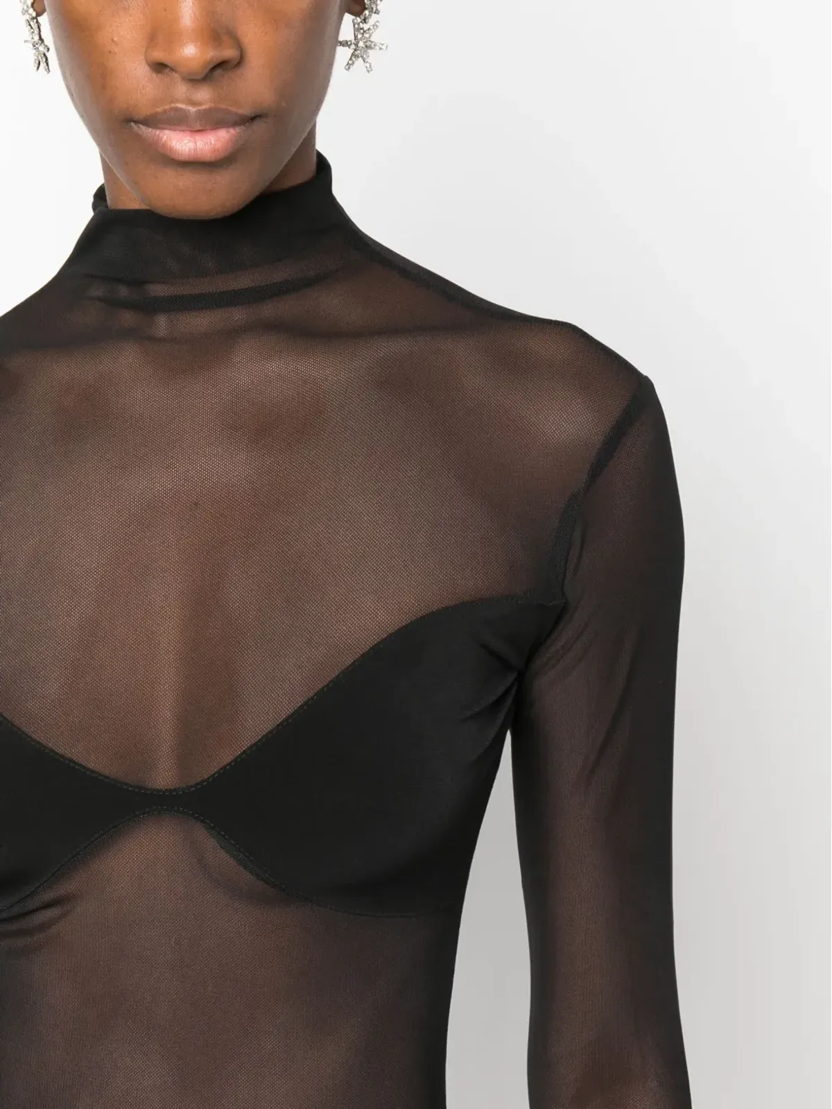 Atu Body Couture パネル付きメッシュ ボディスーツ - ブラック - 画像5