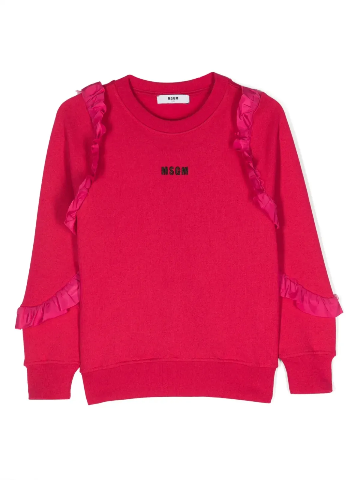 MSGM Kids ロゴ刺繍入りフリルディテールのスウェットシャツ - ピンク - 画像1
