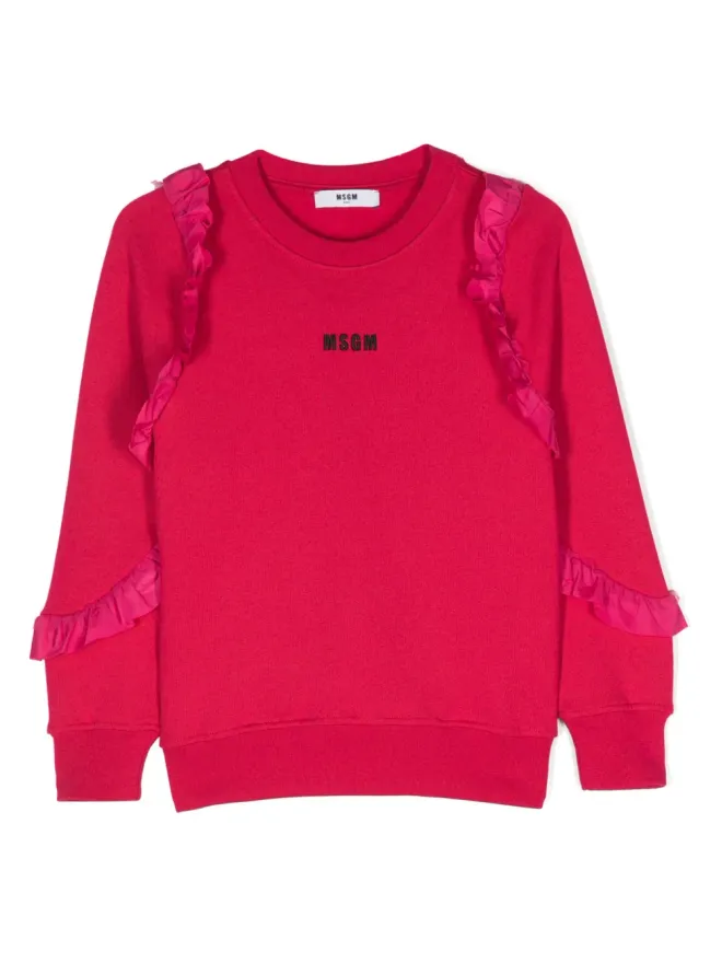 MSGM Kids MSGM Kids ロゴ刺繍入りフリルディテールのスウェットシャツ - ピンクの商品画像