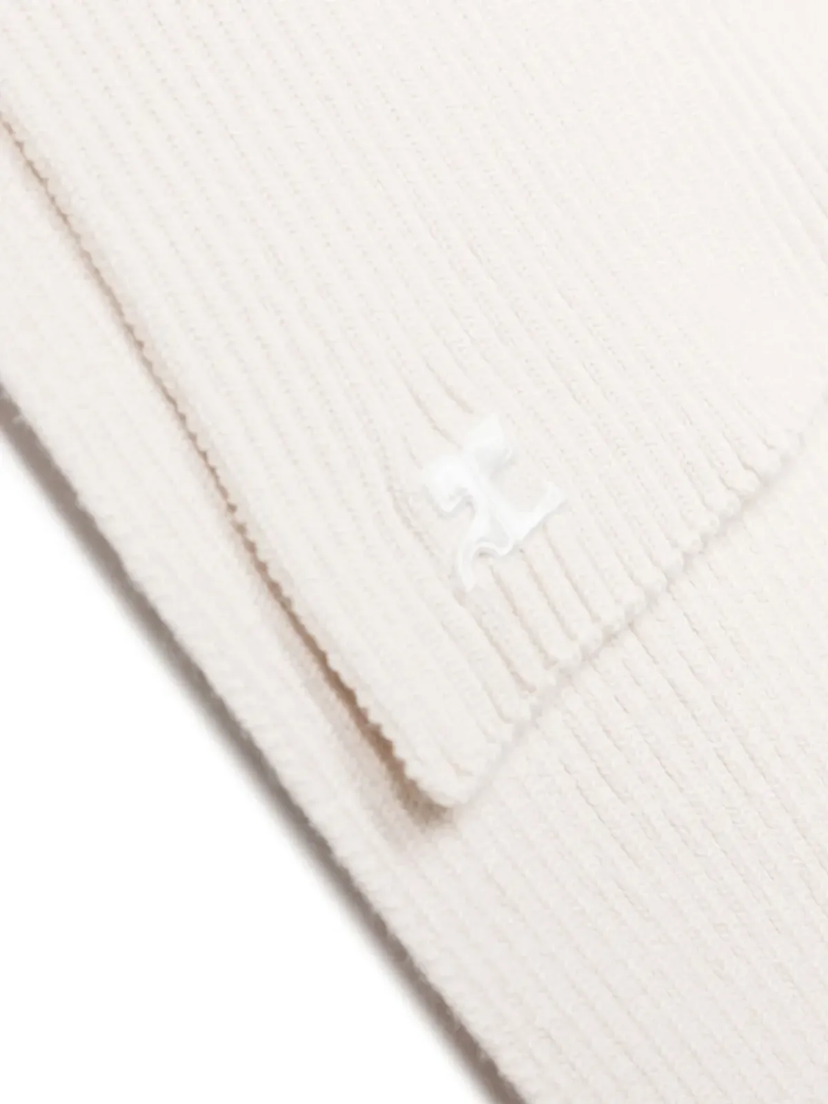 Courrèges ロゴパッチ付きリブ編みスカーフ - 画像2