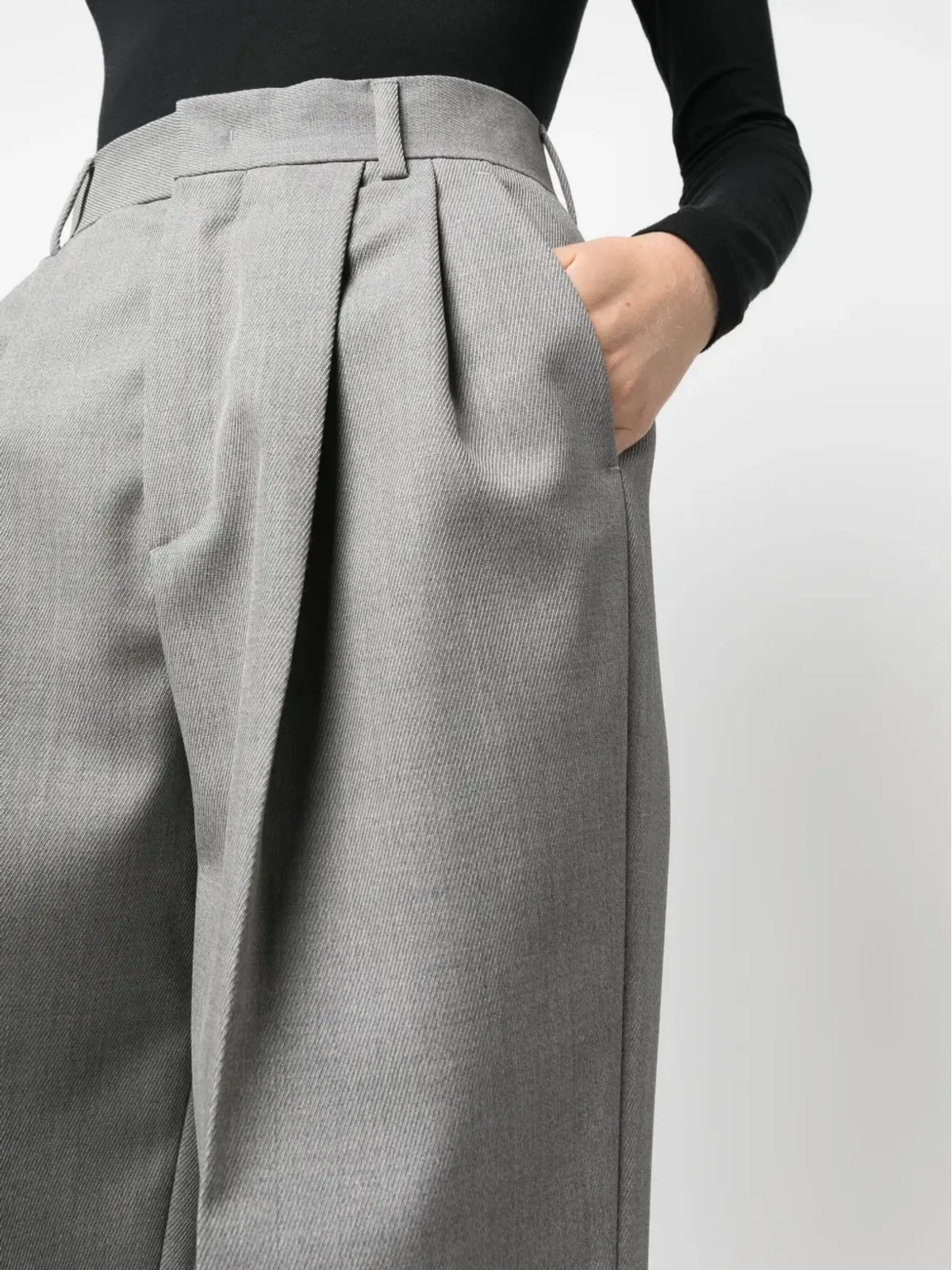 ARMARIUM 高腰ストレートパンツ グレー - 画像5