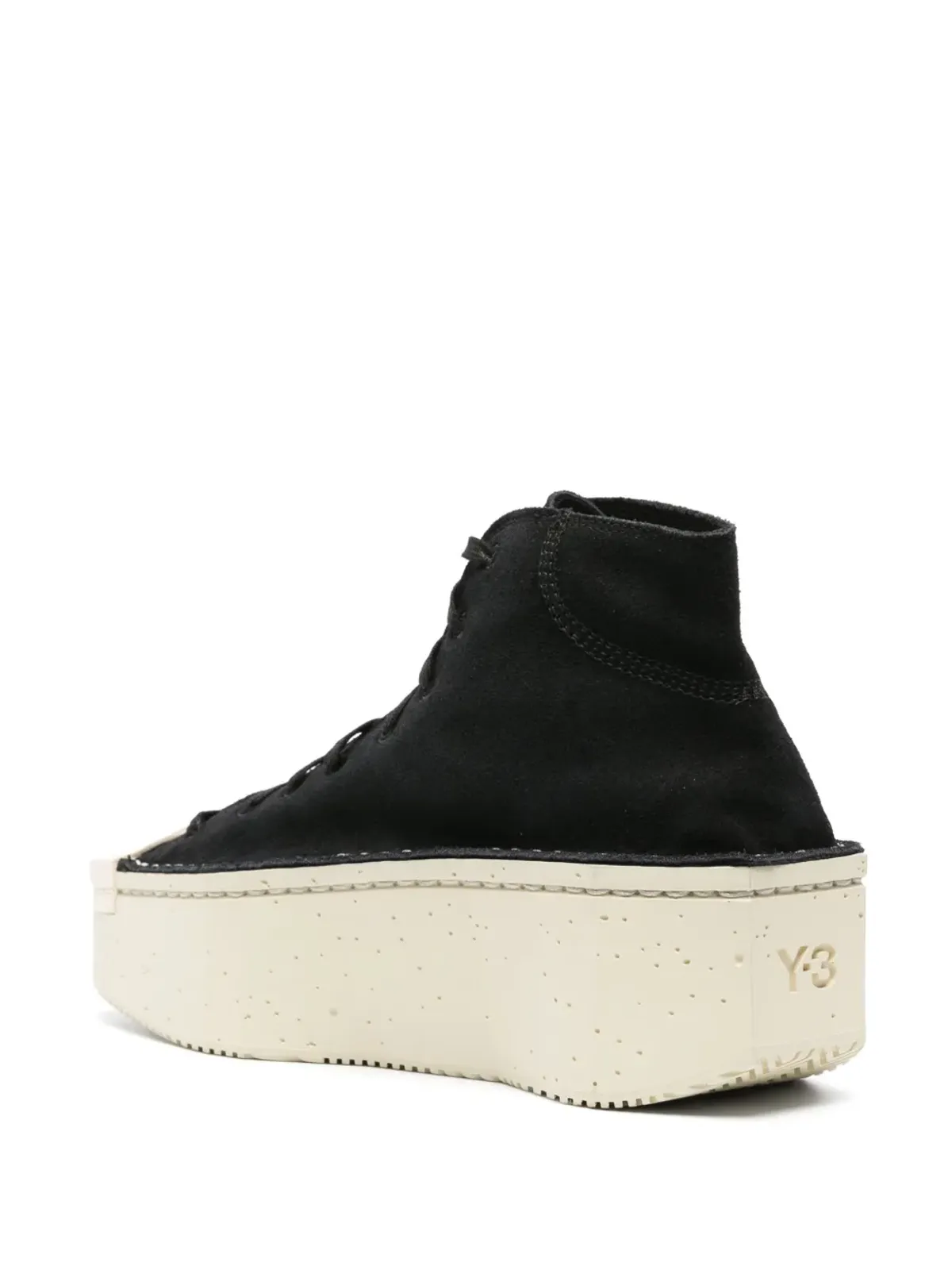 Y-3 レースアッププラットフォームスニーカー - ブラック - 画像3