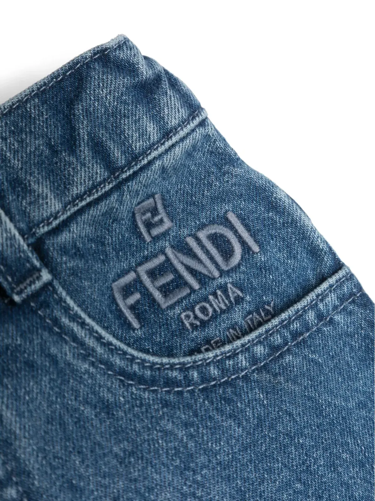 Fendi Kids ロゴ刺繍ストレートジーンズ - 画像3