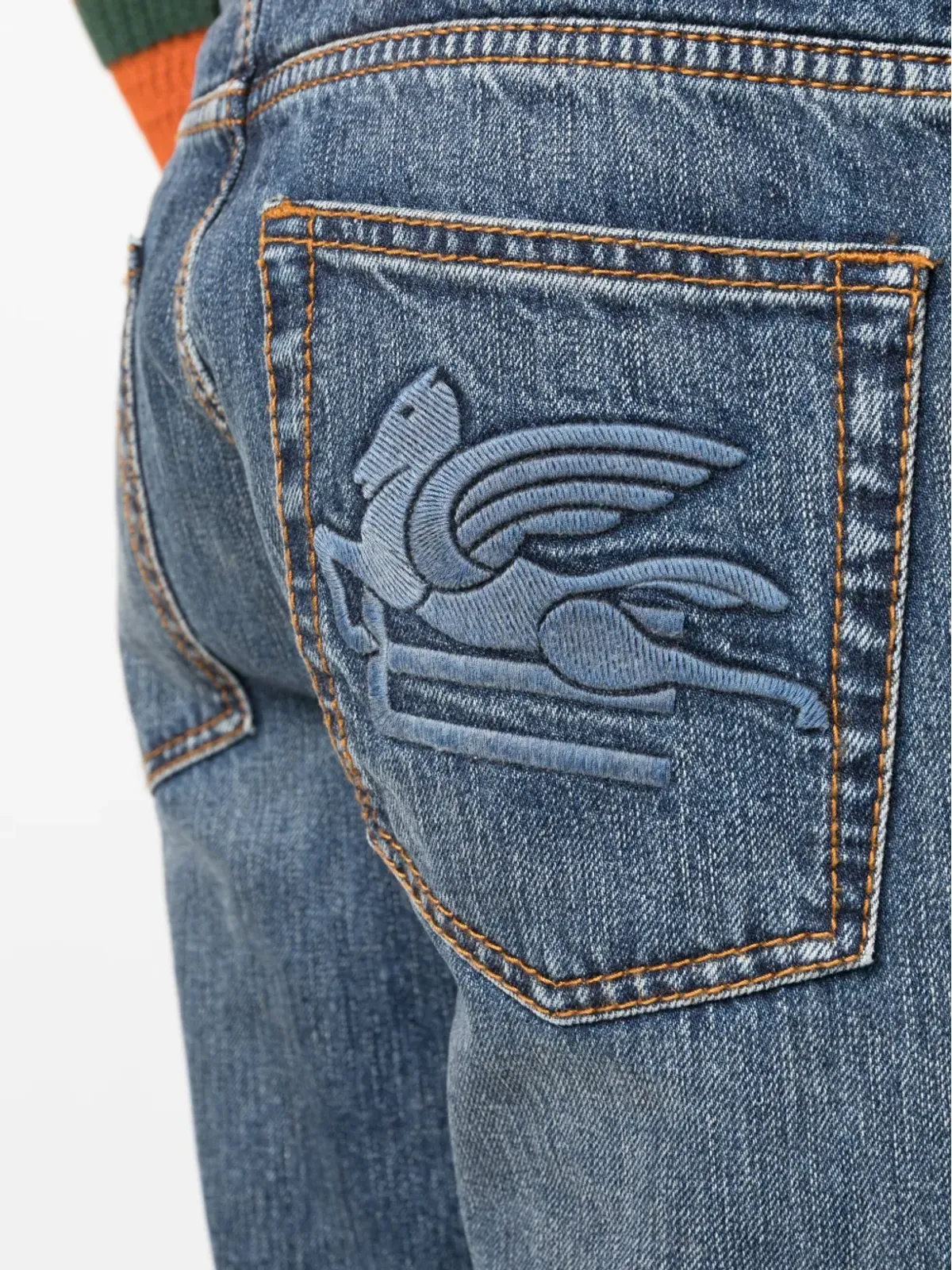 ETRO Pegasoモチーフのスリムカットデニムジーンズ - 画像5