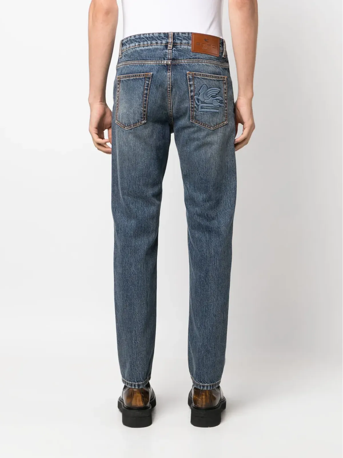 ETRO Pegasoモチーフのスリムカットデニムジーンズ - 画像4