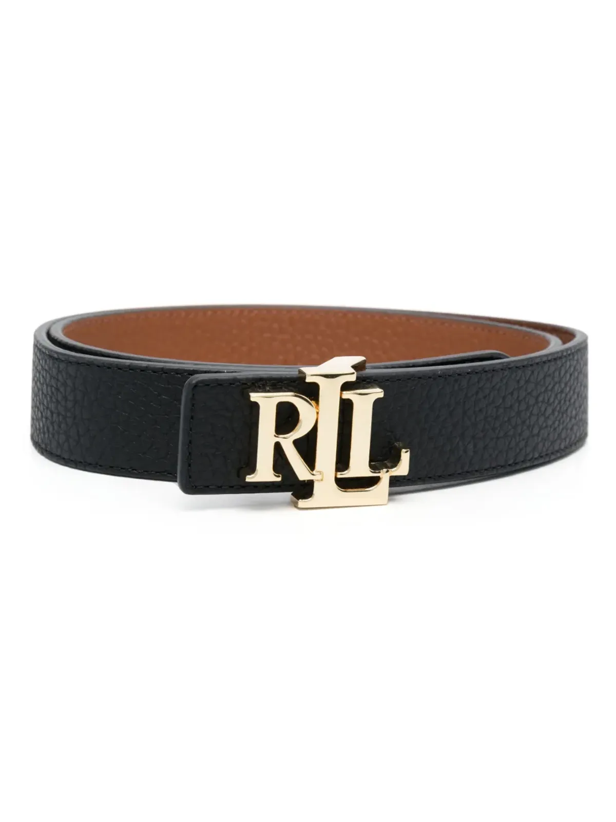 Lauren Ralph Lauren ロゴバックル リバーシブル レザー ベルト - ブラック - 画像1