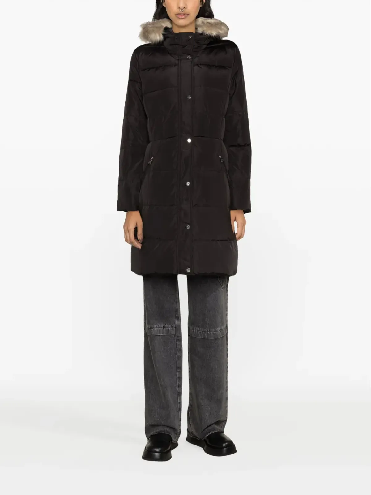 Lauren Ralph Lauren ファー付きトリムのキルティングコート - 画像2