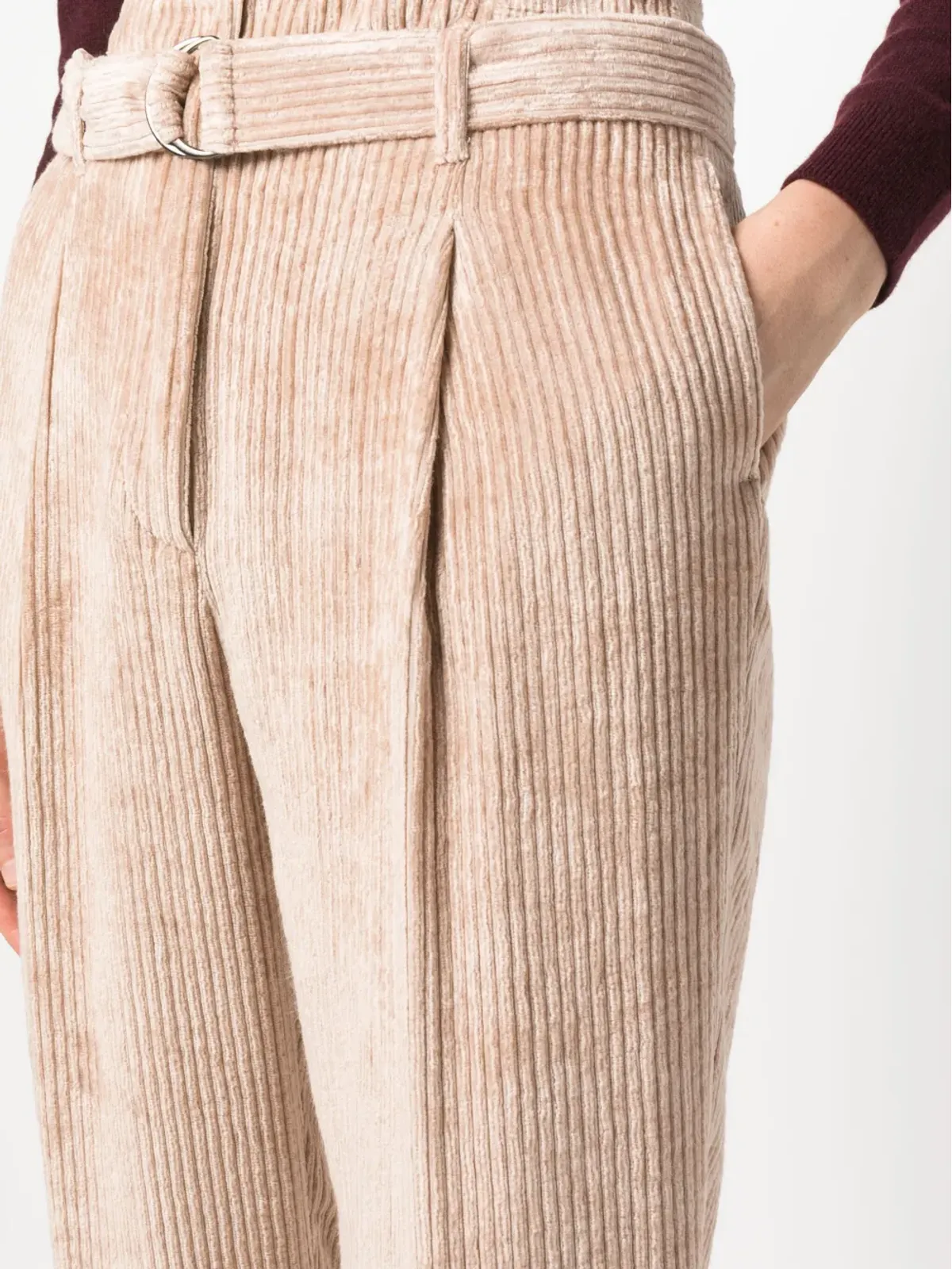 Peserico paperbag belted-waist corduroy trousers - Brown - 画像5