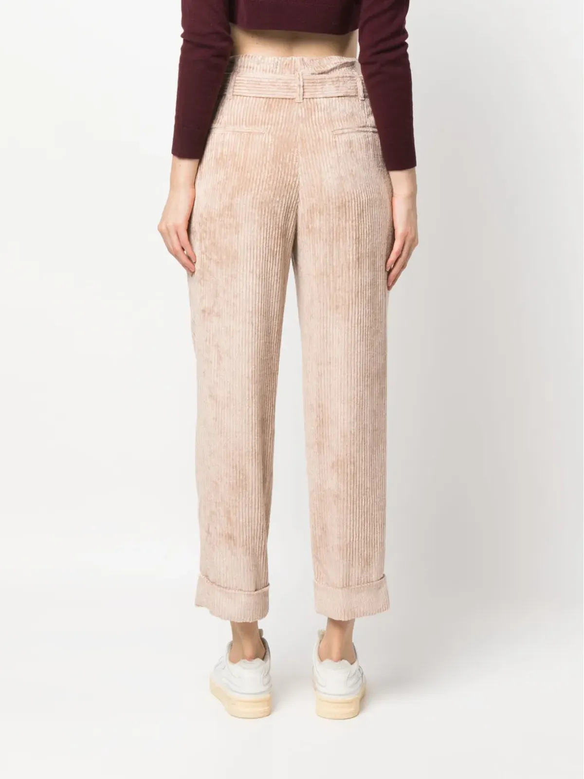 Peserico paperbag belted-waist corduroy trousers - Brown - 画像4