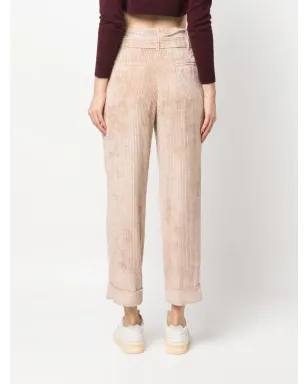 Peserico paperbag belted-waist corduroy trousers - Brown - サムネイル4