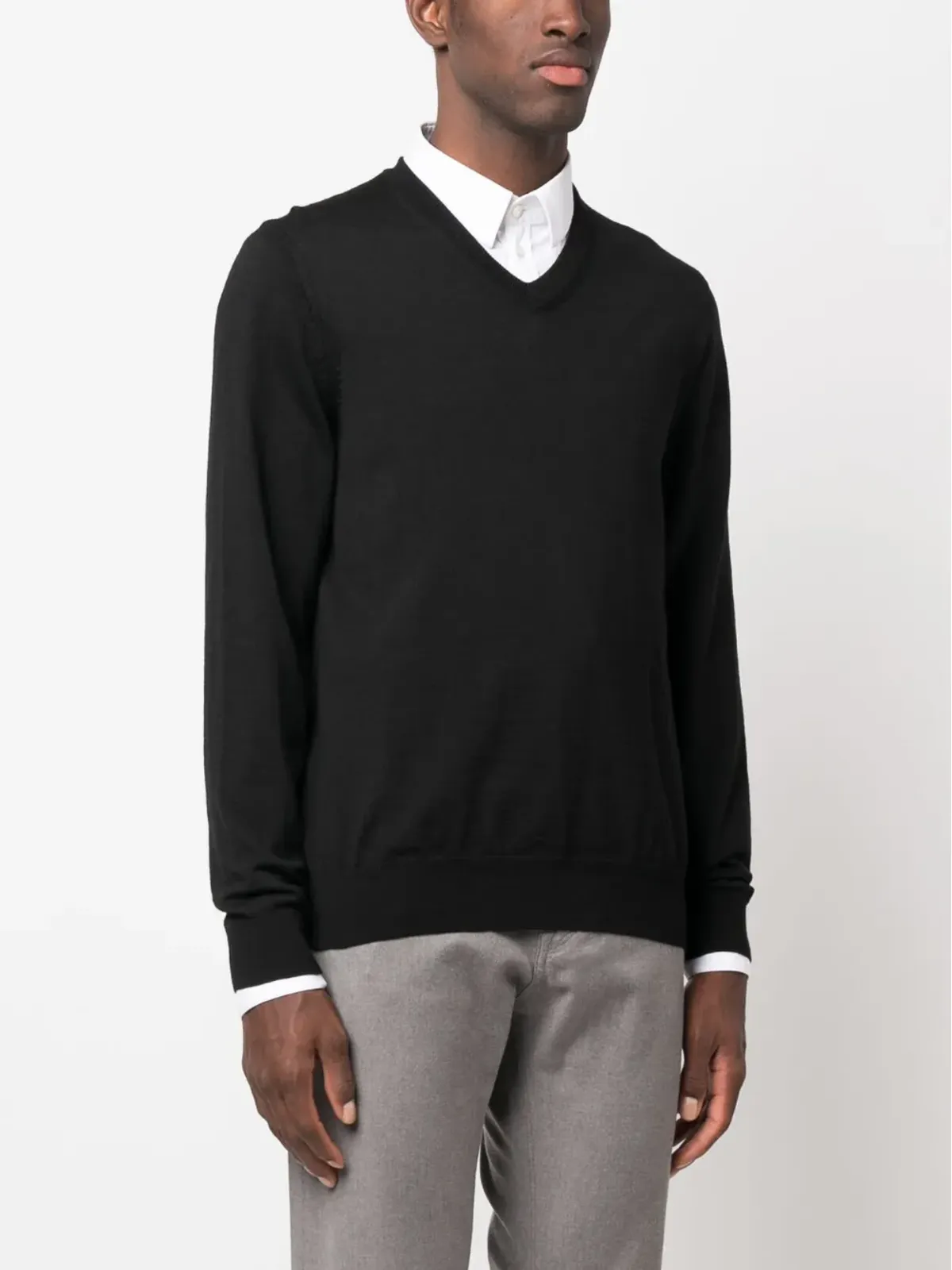 BOSS embroidered-logo V-neck jumper - Black - 画像3