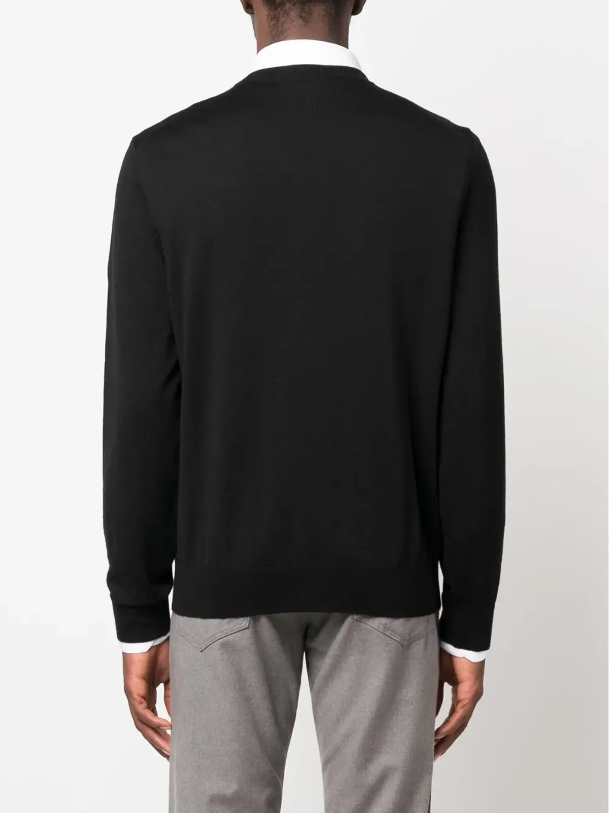 BOSS embroidered-logo V-neck jumper - Black - 画像4