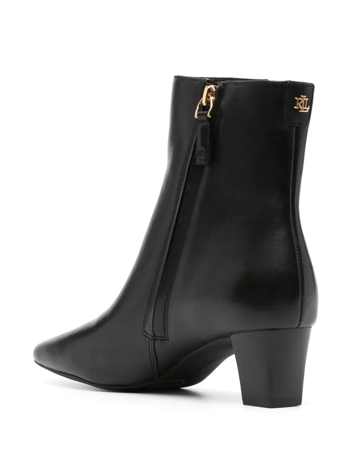 Lauren Ralph Lauren Willa バーンシュドレザー アンクルブーツ ブラック - 画像3