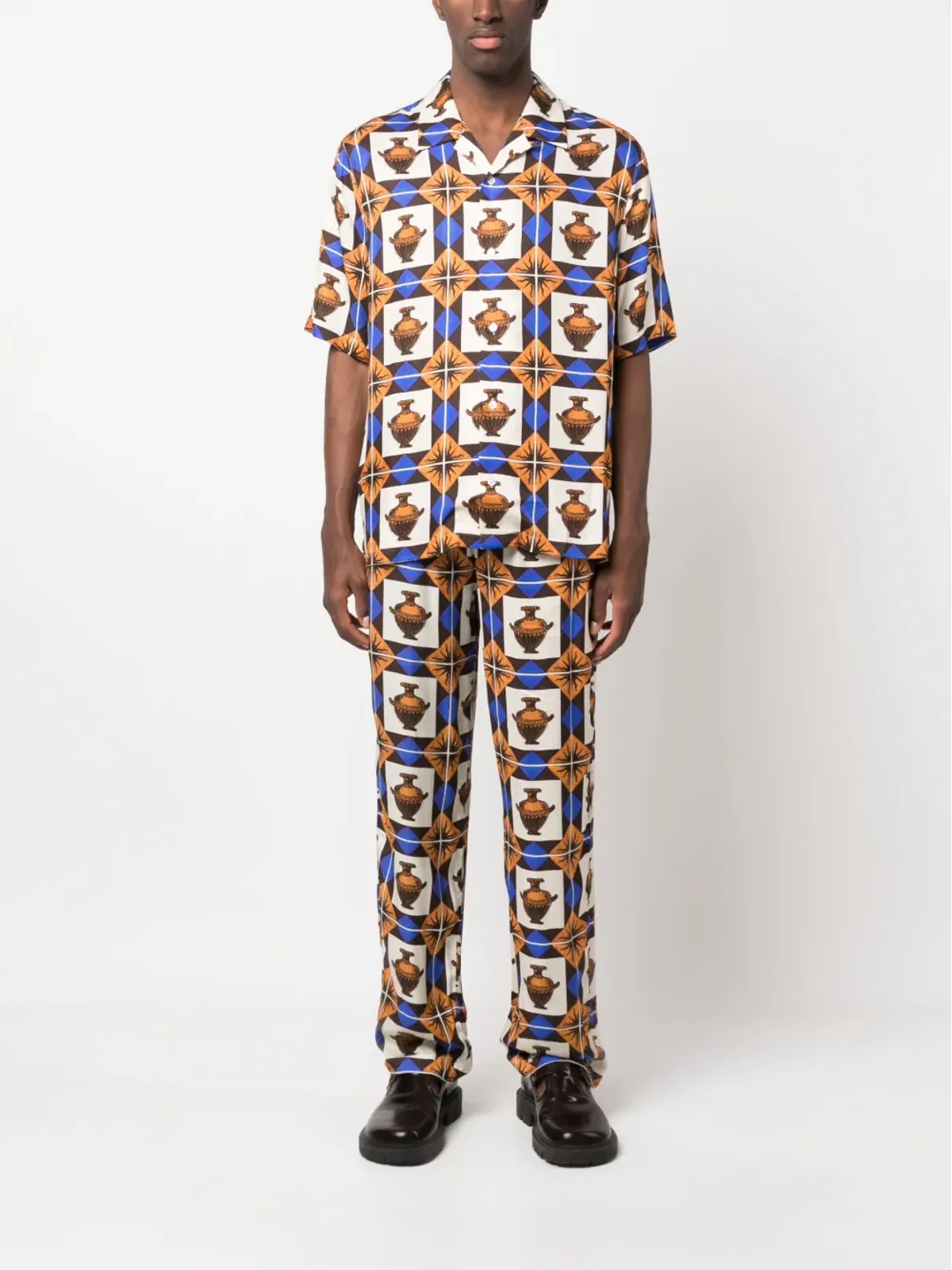 Drôle De Monsieur zalij-pattern ワイドレッグパンツ - 画像2