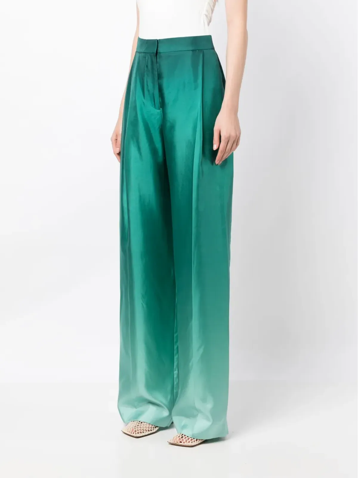 Oscar de la Renta グラデーション風シルク パラッツォパンツ - 画像3