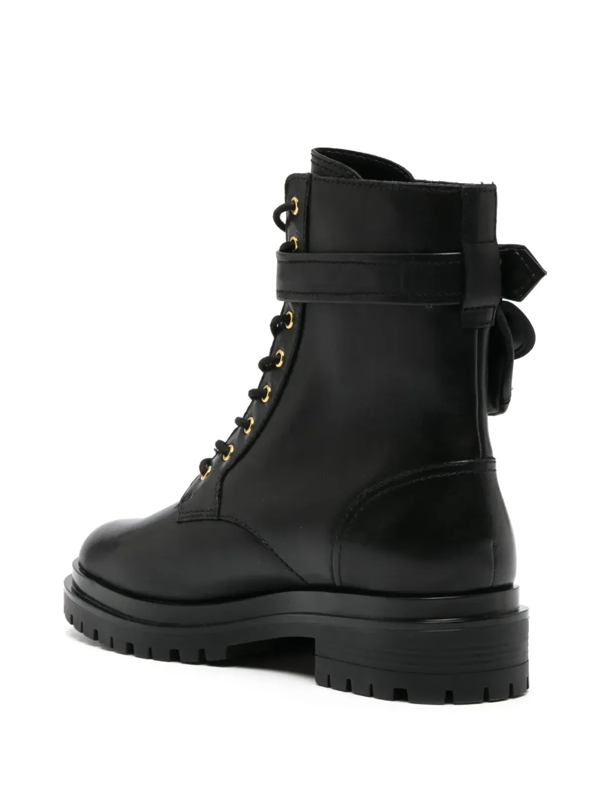 Lauren Ralph Lauren カミー レースアップ レザー ブーツ - ブラック - 画像3