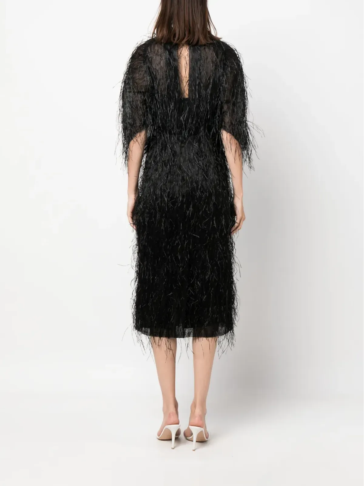 Lanvin フリンジ付きミディドレス ブラック - 画像4
