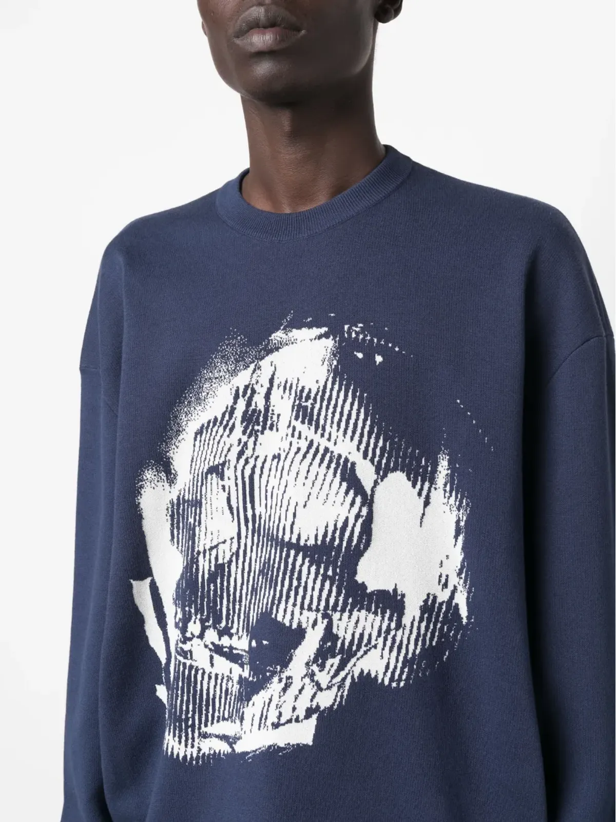 Alexander McQueen Skull Graffiti jacquard-knit jumper - Blue - 画像5
