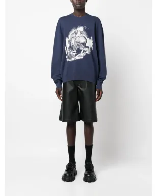 Alexander McQueen Skull Graffiti jacquard-knit jumper - Blue - サムネイル2