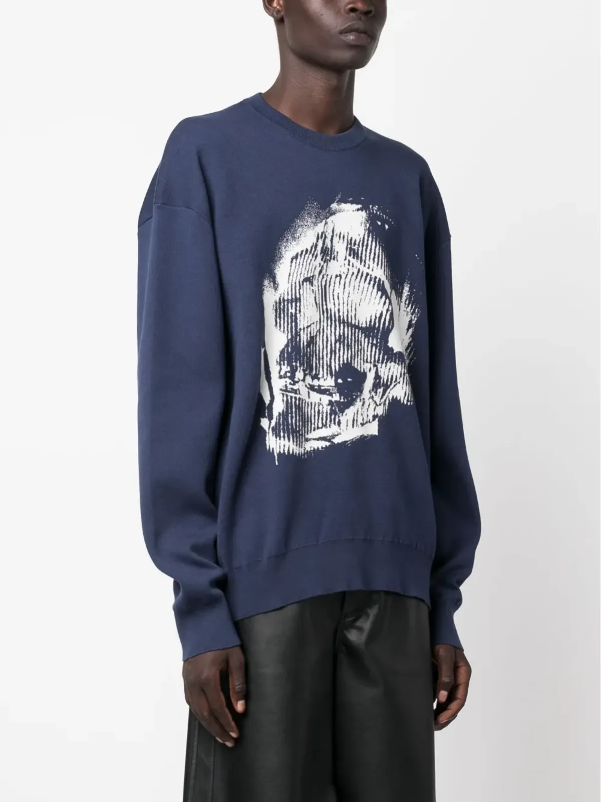 Alexander McQueen Skull Graffiti jacquard-knit jumper - Blue - 画像3