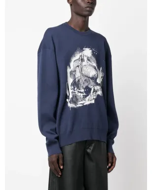 Alexander McQueen Skull Graffiti jacquard-knit jumper - Blue - サムネイル3