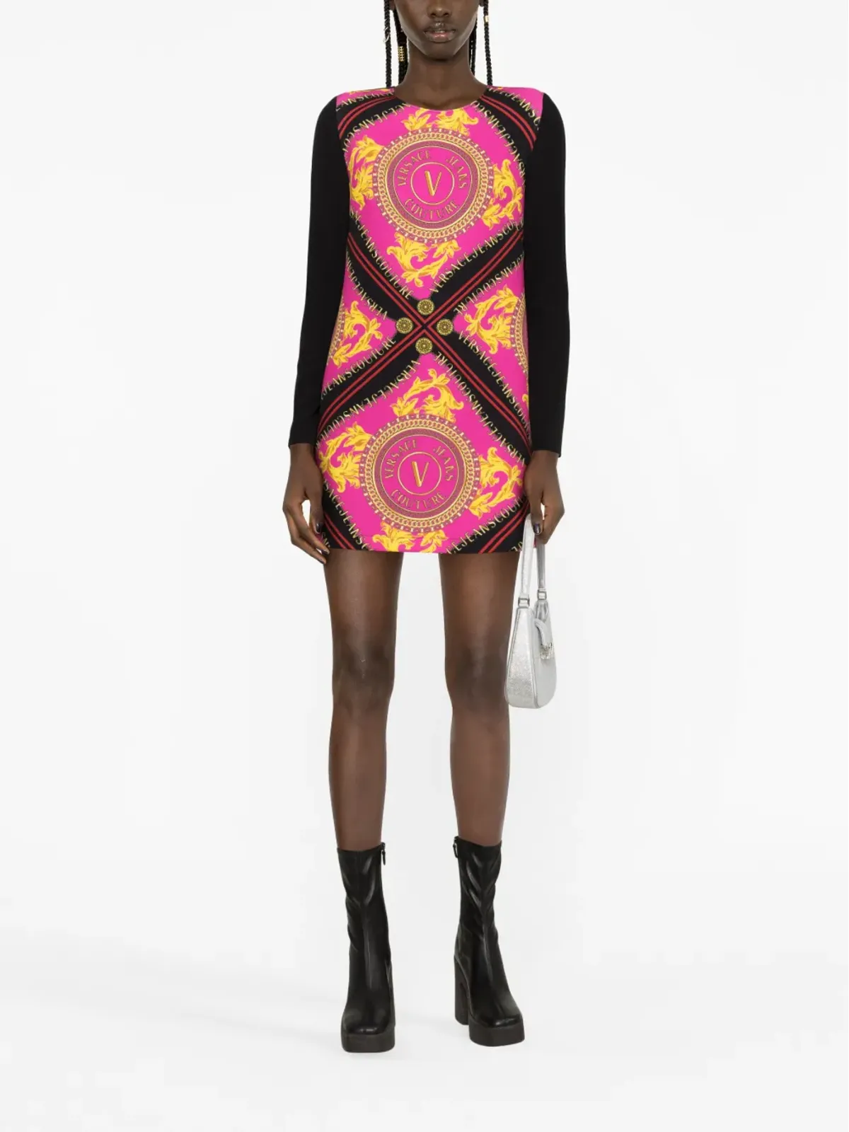Versace Jeans Couture Vエンブレム チェーンプリント ミニドレス - 画像2