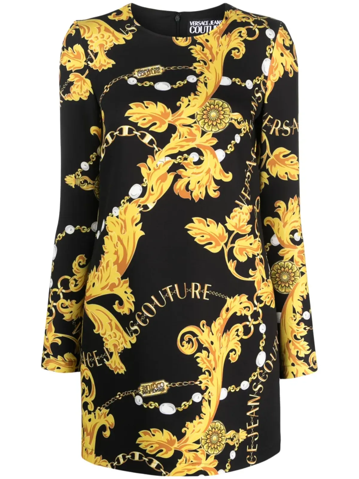 Versace Jeans Couture バロック柄長袖ミニドレス - ブラック - 画像1
