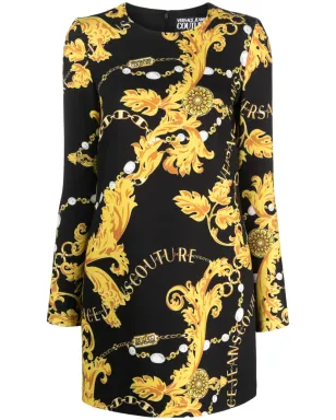 Versace Jeans Couture バロック柄長袖ミニドレス - ブラック - サムネイル1