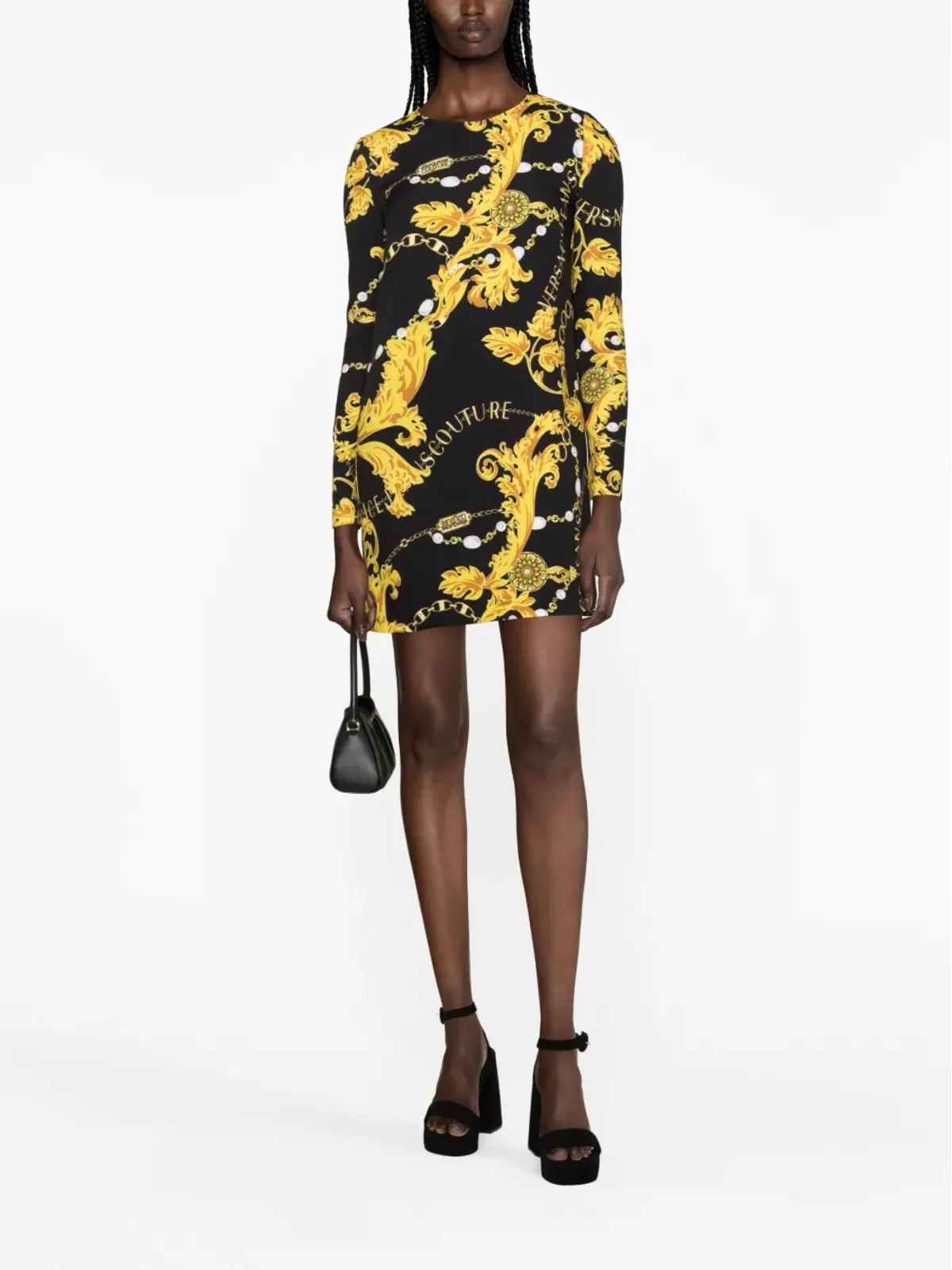 Versace Jeans Couture バロック柄長袖ミニドレス - ブラック - 画像2