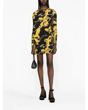 Versace Jeans Couture バロック柄長袖ミニドレス - ブラック - サムネイル2