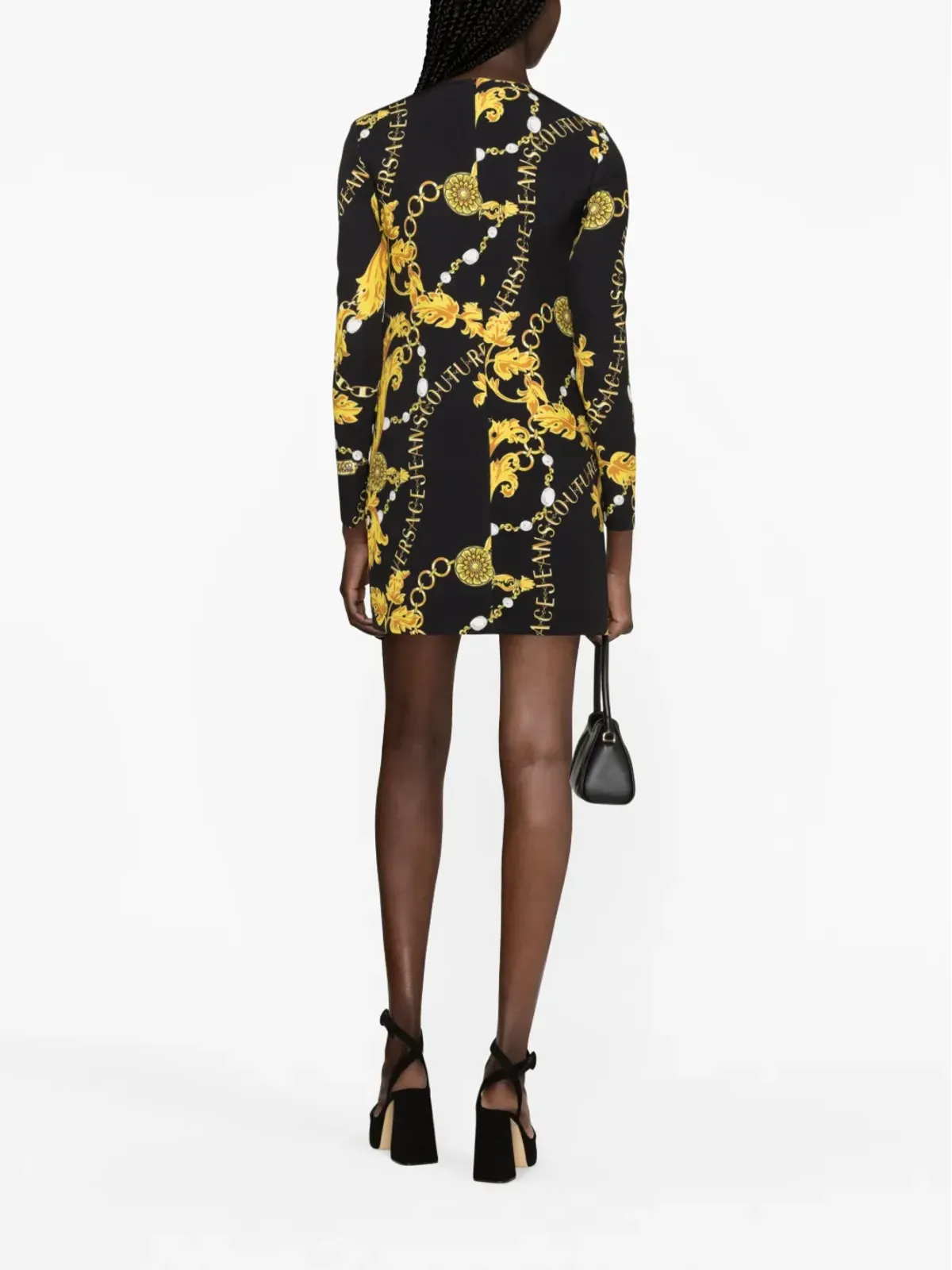 Versace Jeans Couture バロック柄長袖ミニドレス - ブラック - 画像3