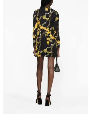 Versace Jeans Couture バロック柄長袖ミニドレス - ブラック - サムネイル3