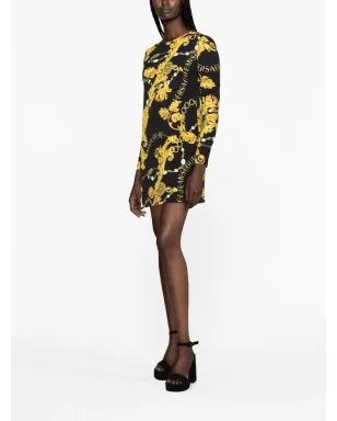 Versace Jeans Couture バロック柄長袖ミニドレス - ブラック - サムネイル4
