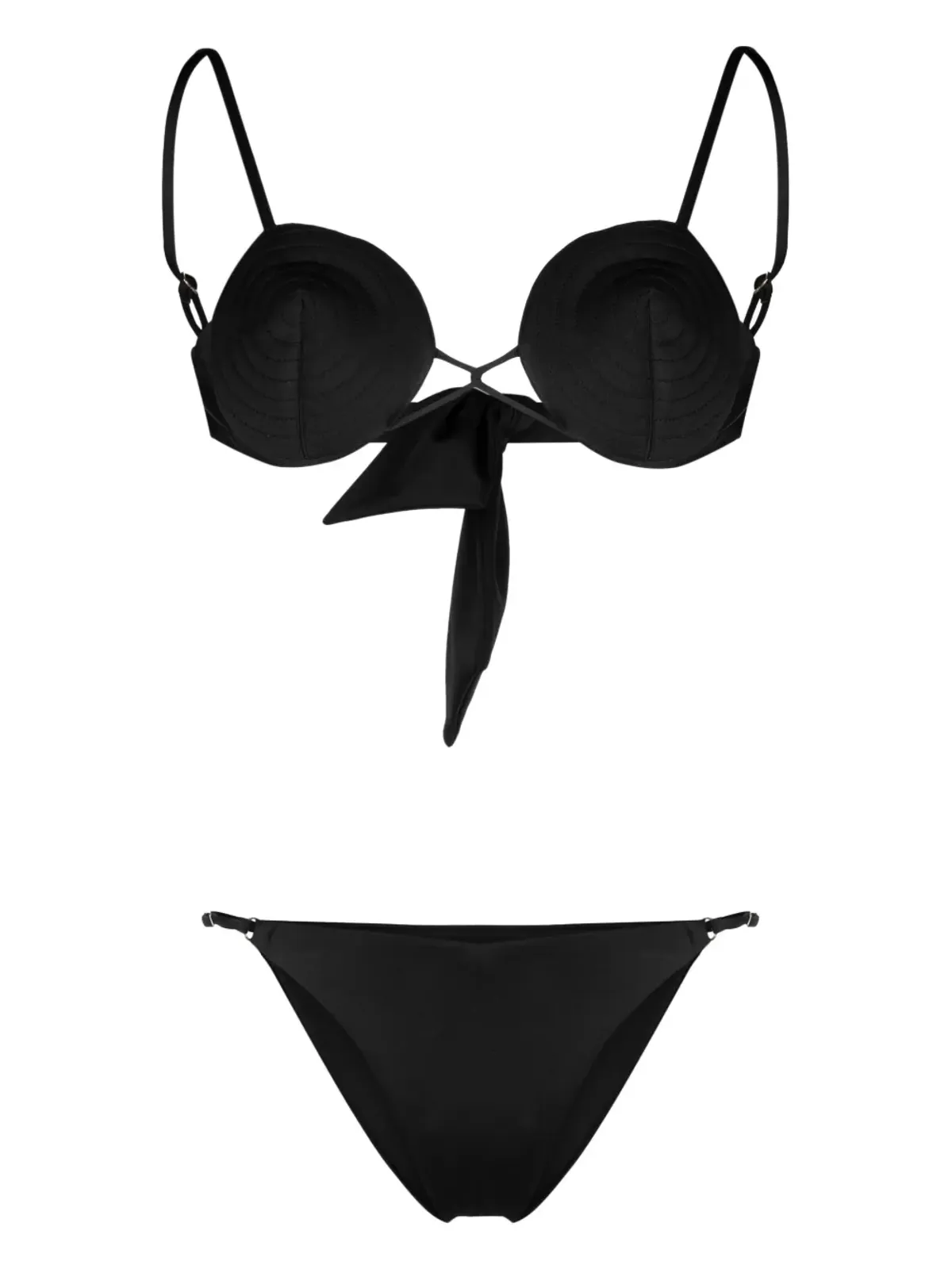Noire Swimwear トーンステッチディテール ビキニセット - ブラック - 画像1